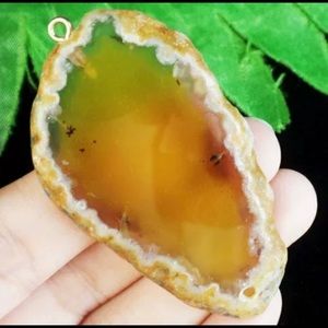 Yellow Onyx Agate Slice pendant